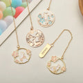 Kawaii Pink Sakura Rabbit Bookmark Round Deer Cat Sakura Metal Bookmarks