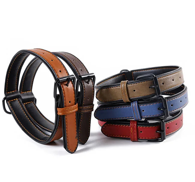 Wholesale Stocked High Quality Plain Sold Vegan Leather Dog Collar