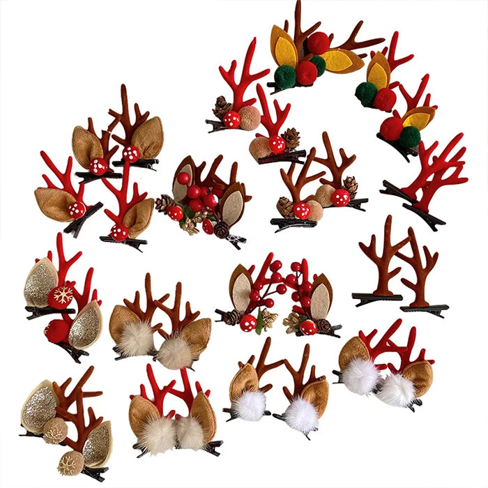 2025 Christmas Party Antlers Deer Hairpins Kids Children Hair Clips Accessories