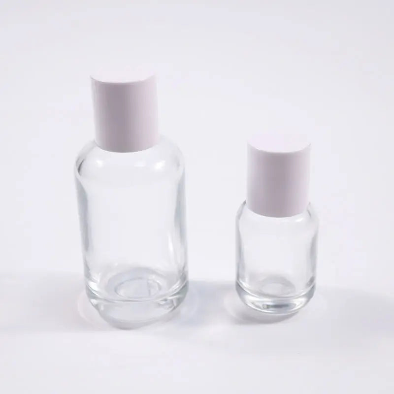 Custom Luxury Clear Cosmetic Packaging 30ml 1 Oz Custom Logo Frosted Essential Oil Serum Dropper Glass Bottle With Black Lid