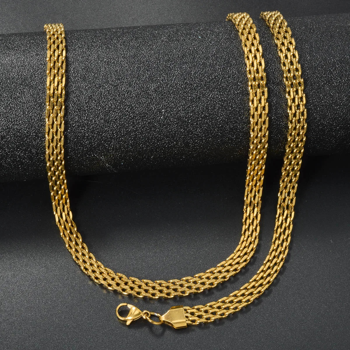 Custom Luxury 18k Gold Plated Copper  Link Chain Necklace and Bracelet Jewelry Sets Women