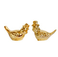 Modern Style 2 PCS Gold Plated Ceramic Bird Figurines Couple Pair Bird Statues Home Decorative Ornaments Set of 2