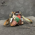 Andong Leather Shoulder Bag for Women Genuine Cow Leather Colored Cow Hide Fashion Crossbody Bag Simple Small Bucket Bags 1309