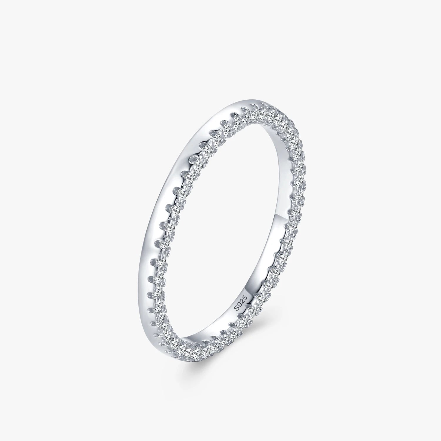 Ailmay Fashion Design Dazzling Full CZ Ring Real 925 Sterling Silver Female Stackable Wedding Finger Ring for Women Fine Jewelry