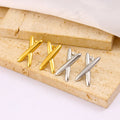 Minimalist Stainless Steel X Stud Earrings Textured Metal Rust Proof Fashion Daily Charm Jewelry Women Waterproof Jewelry