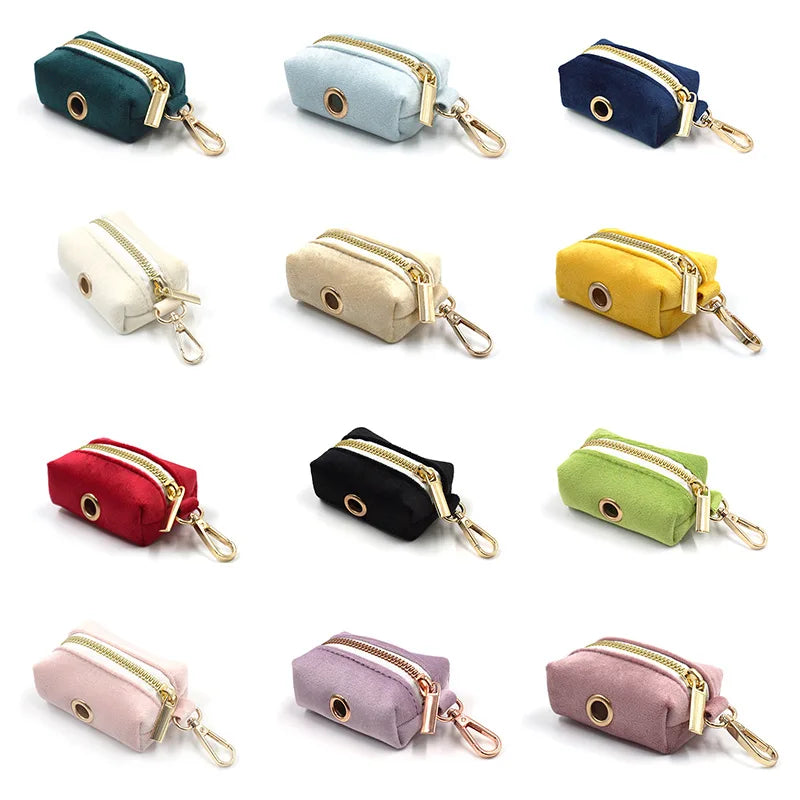 29 Solid Colors Soft Velvet Easy Release Doggie Pet Poop Bag Dispenser Dog Waste Bag Holder for Leash