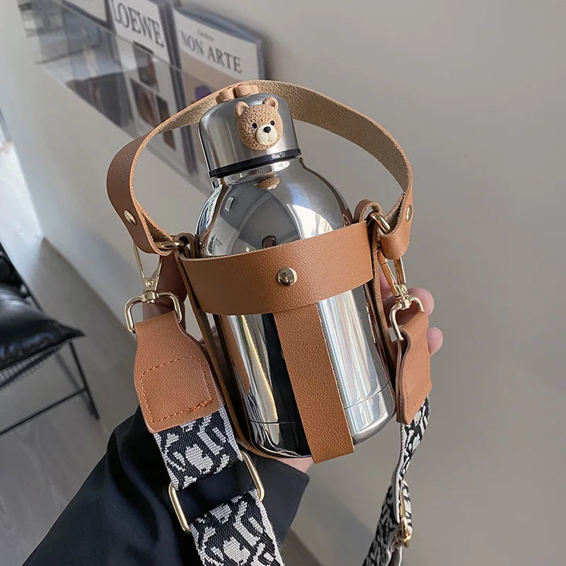 Harajufeng Women's High-Color Value Stainless Steel Thermos Cup Cute Take-Out Big Belly Cup for Men Water Usage