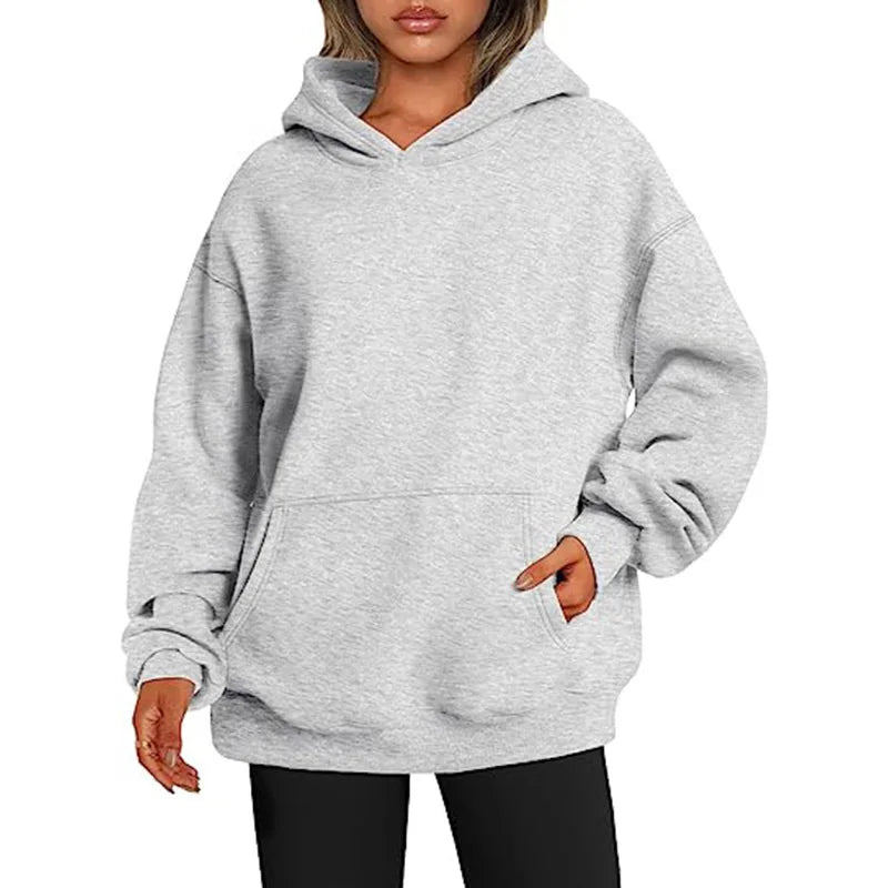 Women Oversized Hoodies Fleece Sweatshirts Long Sleeve Sweaters Pullover Fall Clothes With Pocket