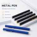 Blue and Black Gel Pens with Metal Accent Custom Logo Printing Support for Office and School Use