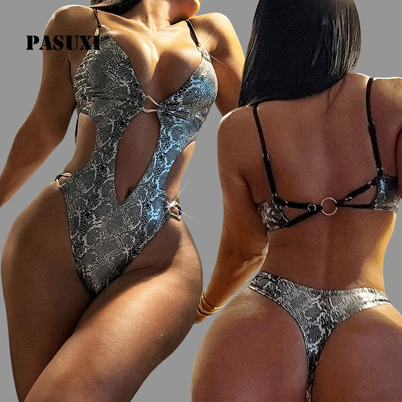 PASUXI Sexy Backless One Piece Swimsuit Tummy Control Ribbed Monokini Wholesale Custom Women's Swimwear 2026