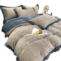 YongHo Modern European American Winter Velvet Four Piece Thickened  Double-Sided Warm 4-piece Flat Bedding Sheet Set
