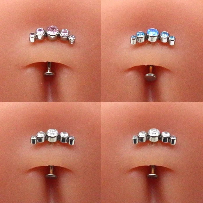 Gaby New ASTM F136 Belly Ring G23 Titanium Crystal Navel Rings Top Mount Push in Belly Rings Body Jewelry