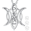 Fashion Trendy Celtic Knot Jewelry Wicca Triple Moon Design 925 Sterling Silver Pendant Necklace for Men