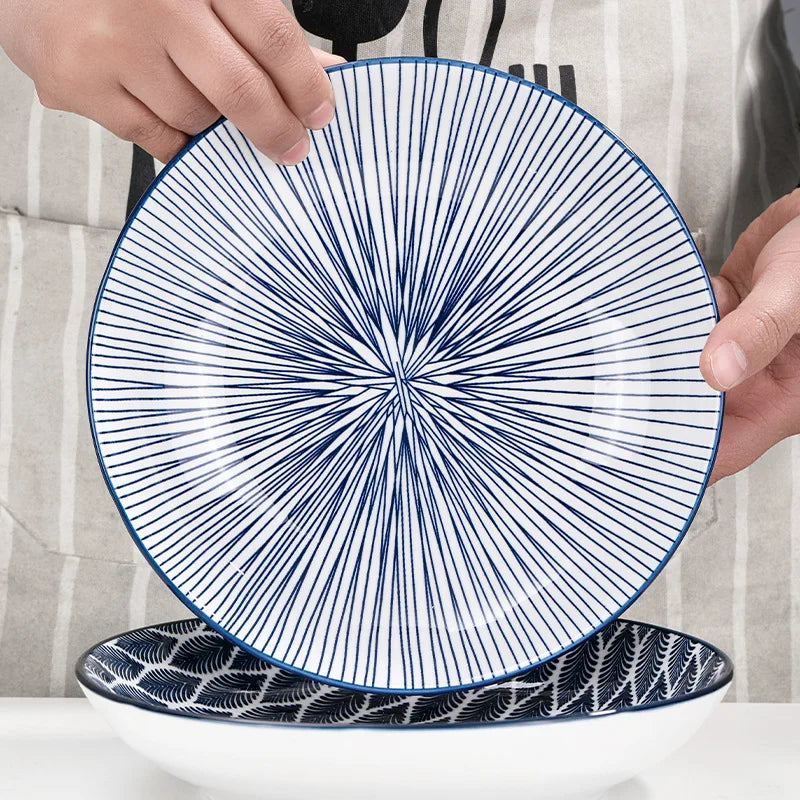 Factory-Sold European Style Ceramic Plates Natural Fruit and Leaf Designs Fashionable Thick Dinner Salad Plates Fish Plates