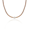 JOOLIM High End Stainless Steel Colorful Light Amber Glass Fresh Water Pearl Necklace 18K Gold Plated Jewelry Wholesale