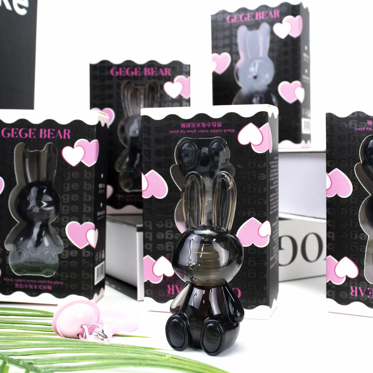 Wholesale Gegebear Little Black Rabbit Water Gloss Lipstick Own Brand Lip Gloss Liquid with Mirror for Girls MegaBDM