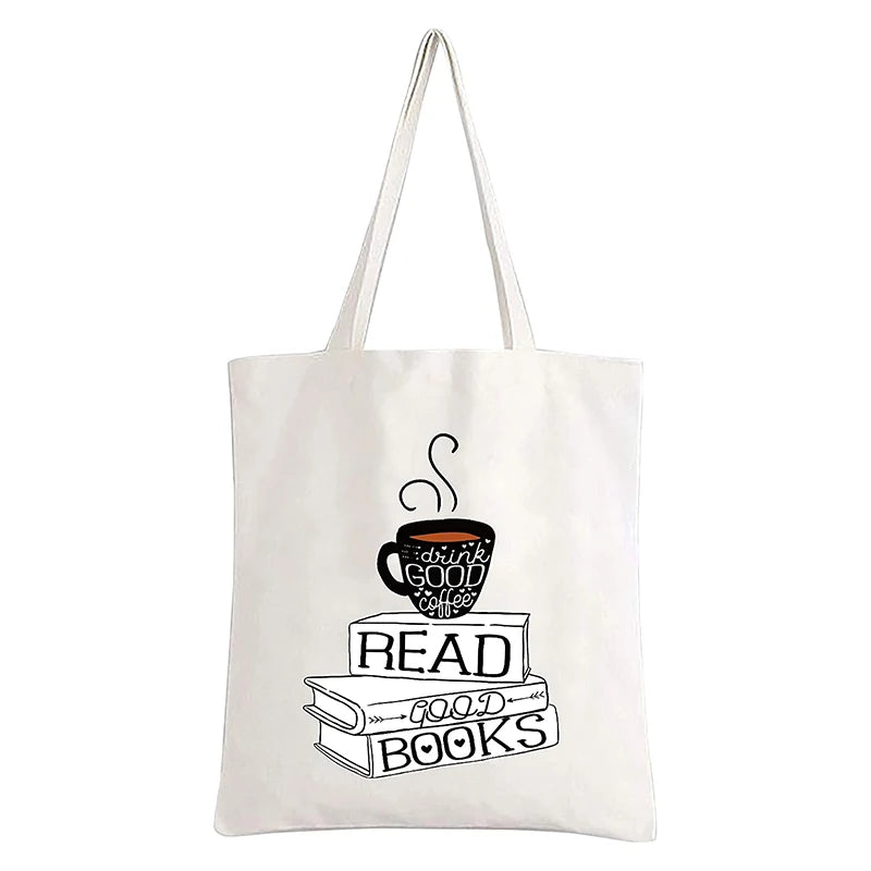 Custom Logo Organic Natural Cotton Canvas Book Lovers Tote Bags With Handle for Reader
