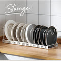 DSH Factory Supply Adjustable Kitchen Metal Frying Pan Pot Cover Rack Pan Pot Cover Rack