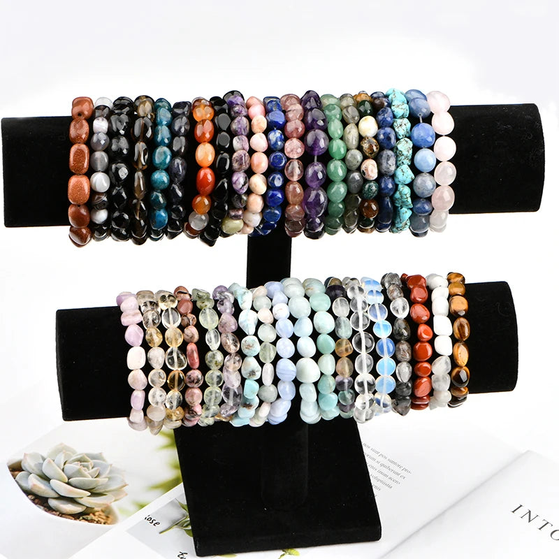 Custom Wholesale Hundreds of Crystals Mix Order Fashion Gemstone Tumble Stone Bracelet Design