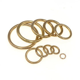 20-155mm Solid Brass O-Ring 4-12mm Wire Diameter Polished Finish Seamless Construction