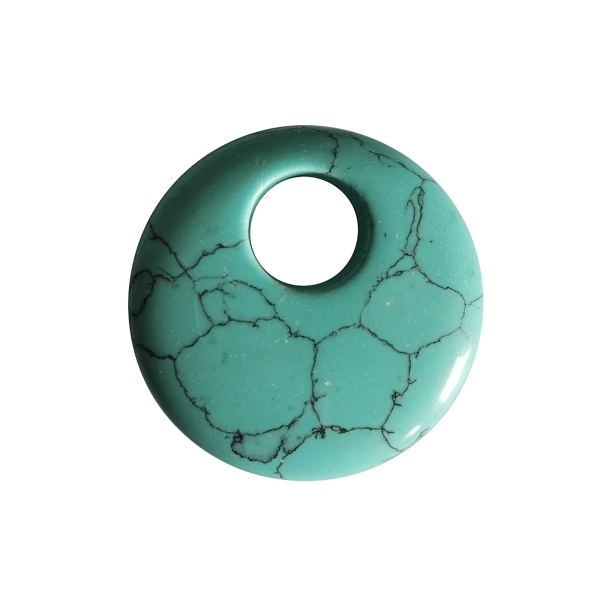 Fashion Syn.Turquoise 20MM Pendant Natural Stone Round Shaped Crystal Healing Stone Charms Handicraft for Necklace Making Gift