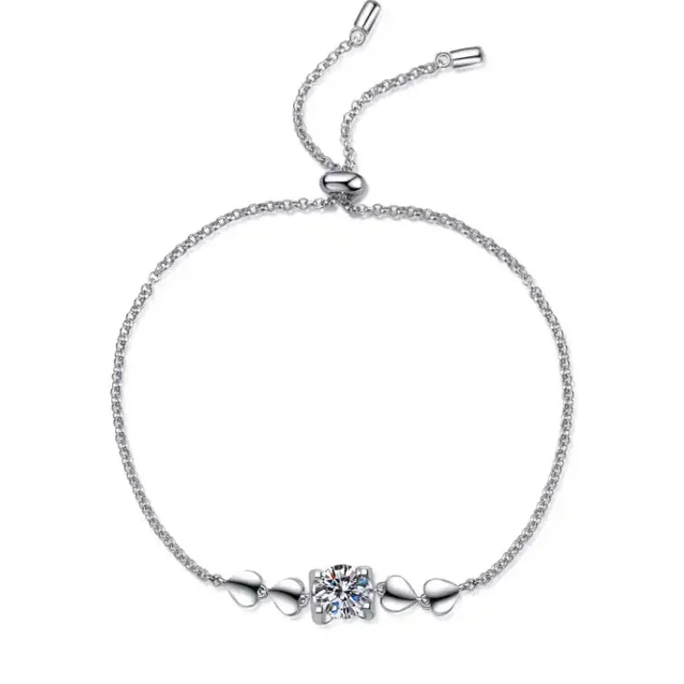 Custom Classic Moissanite Fine Jewelry for Women 925 Sterling Silver Adjustable Bracelet