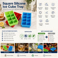 Custom Logo Stackable Easy Release Square Silicone Ice Cube Tray OEM ODM Reusable Flexible Ice Mold with Private Label Packaging