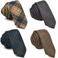 Hot Sale Luxury Italian 6cm Men's Wool Slim Woolen Skinny Necktie Navy Grey Tartan Plaid Classic Design Mens Neckties