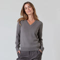 Ladies' Classic V-Neck Pure Cashmere Pullover Soft Lightweight Knit Sweater for Winter Autumn Casual Front Breathable Design