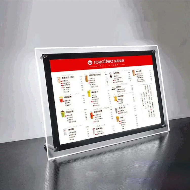 Commercial LED Crystal Light Box Advertising Menu Board with Pub LED Display Screen
