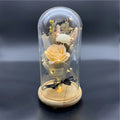 Wholesale Party Christmas Gift Home Decoration Silk Flower With Led Light Artificial Sop Rose Flower Mini Bouquet in Glass Dome