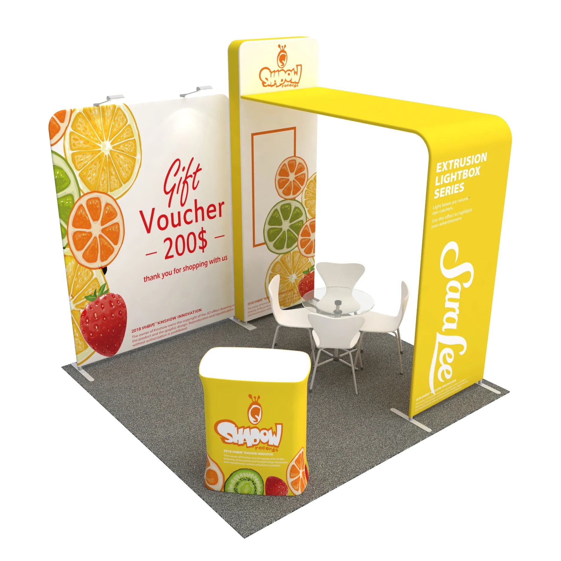 Custom Portable Modular Trade Show Booth Display 10x10FT Heavy Duty Aluminum Alloy Tension Fabric Backdrop Dye Sublimation