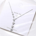 Fashion Party Jewelry Necklace Pave Cubic Zirconia a Row Star Pendant 925 Sterling Silver Necklace for Women