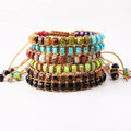 New Design Chakra Handmade Braided Bracelet for Women Men Rondelle Stone Colorful Jasper Wrap Bracelet Adjustable JBS12408