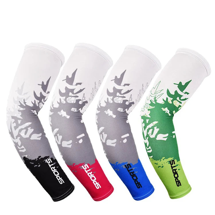 Sun Protection Sweat Absorbent Custom Printed Unisex Running Cooling Arm Sleeves