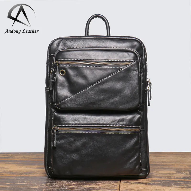 Andong Leather Backpack for Men Shoulder Bag Genuine Cow Leather Business Travel Backpack Big Capacity Fashion Bag 3424