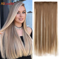 24" Silky Straight Heat-Resistant Synthetic Fiber Clip-in Hair Extensions for Women 5 Clips Hairpieces