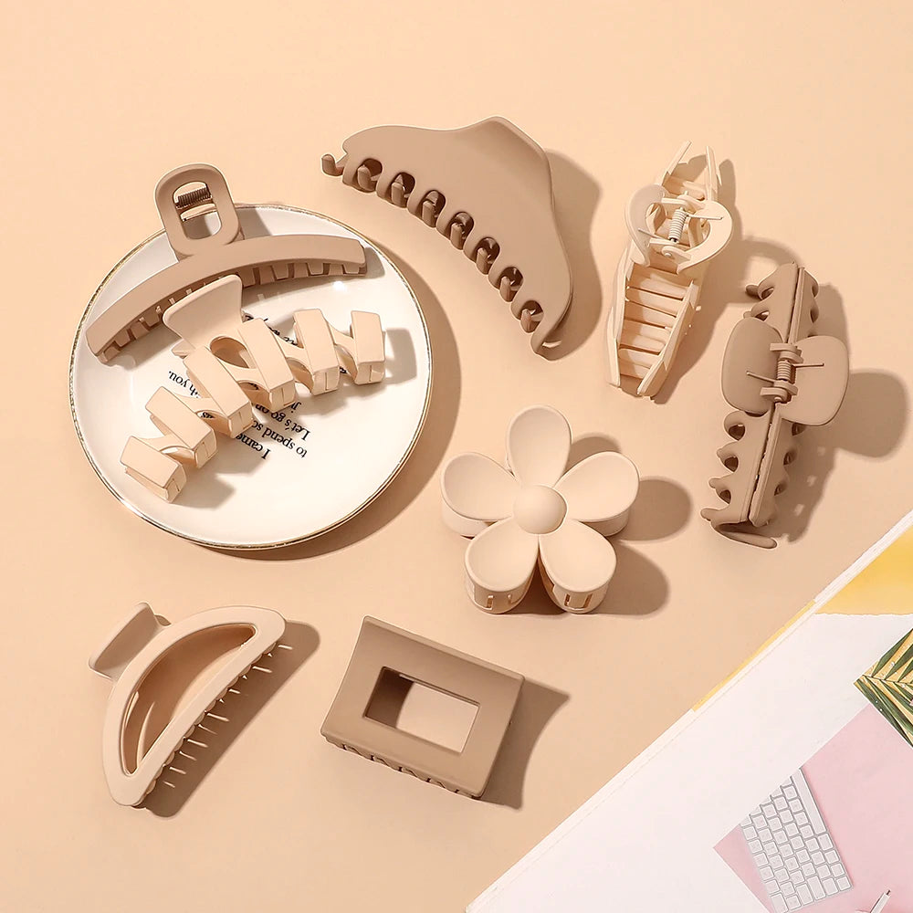 2022 Spring Large Hair Claw Clips Nonslip Big Plastic Clamps Matte Jaw Hair Styling Clips for Women with Thinner Hair