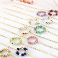 Personalized Birthstone Bracelet Gold Plated Natural Garnet Amethyst Aquamarine Birth Month Gemstone Bracelet Jewelry