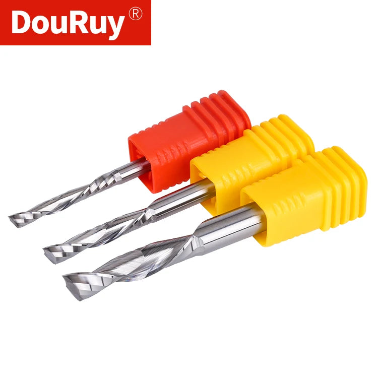 DouRuy Single Flute Compression Spiral Router Bit up and Down Cut Spiral Milling Cutter for Wood