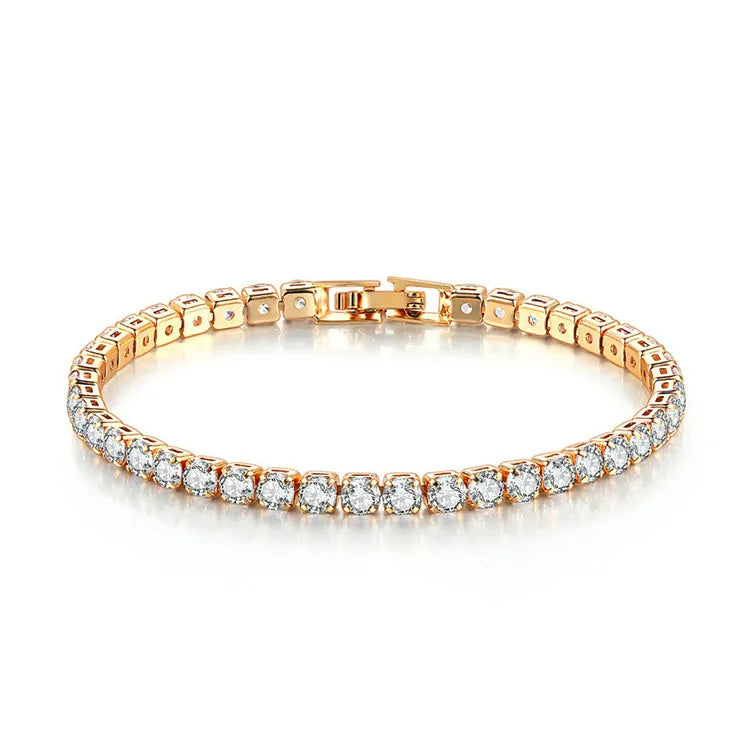 C054 Wholesale Jewelry 4mm 18k White Gold Plated Chain Cubic Zirconia Women Tennis Chain Bracelet