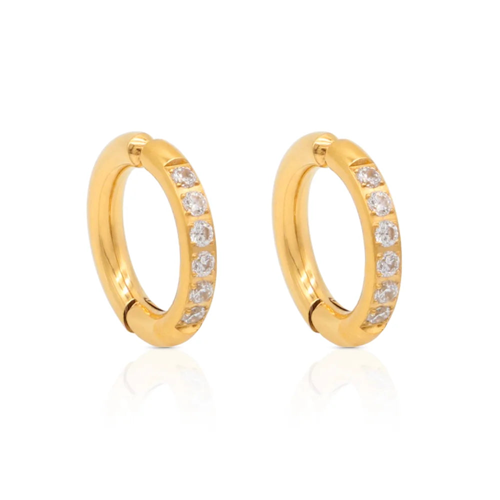 Chris April in Stock 316L Stainless Steel Cz Bezel Setting Non-piercing Zirconia Ear Cuff for Women
