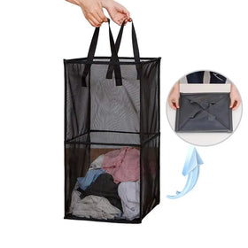 Collapsible Pop-up Hamper Bag with Handles Foldable Dirty Clothes Mesh Laundry Basket
