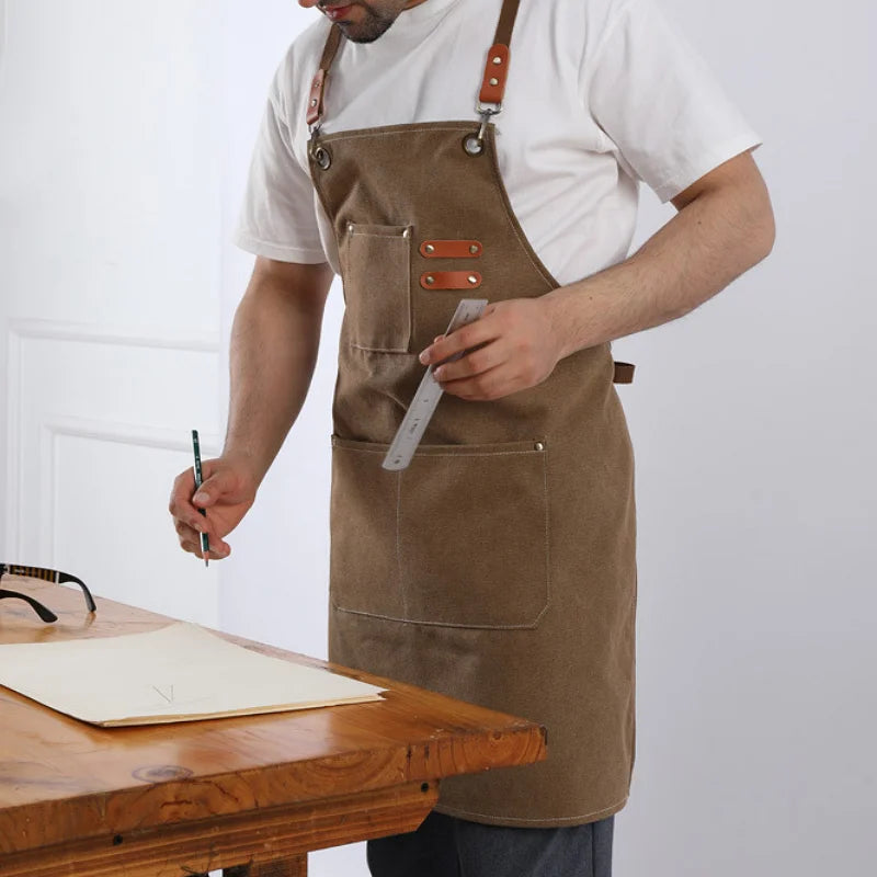 Durable Reusable Barber Apron Multifunctional Cooking Kitchen Gardening Waterproof Canvas Portable Sleeveless Apron