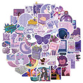 50Pcs Originality Purple Girlish Graffiti Stickers Skateboard Guitar Decorative Stickers DIY Waterproof Gift Sticker for Kids