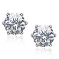Classical 6 Prong Women Fine Jewelry 0.5CT 1CT VVS 925 Silver Round Brilliant Diamond Gemstone Moissanite Earrings for Gift
