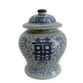 Jingdezhen Porcelain  Blue and White Ginger Jar with Chinese Happiness Letters