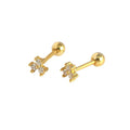 Classic 18K Gold Plated Cute Design 925 Sterling Silver Zirconia Flower Screw Stud Earrings