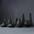 Simple Modern Living Room Flower Desk Ceramic Vase Ornament Black Creative Home Ceramic Vase