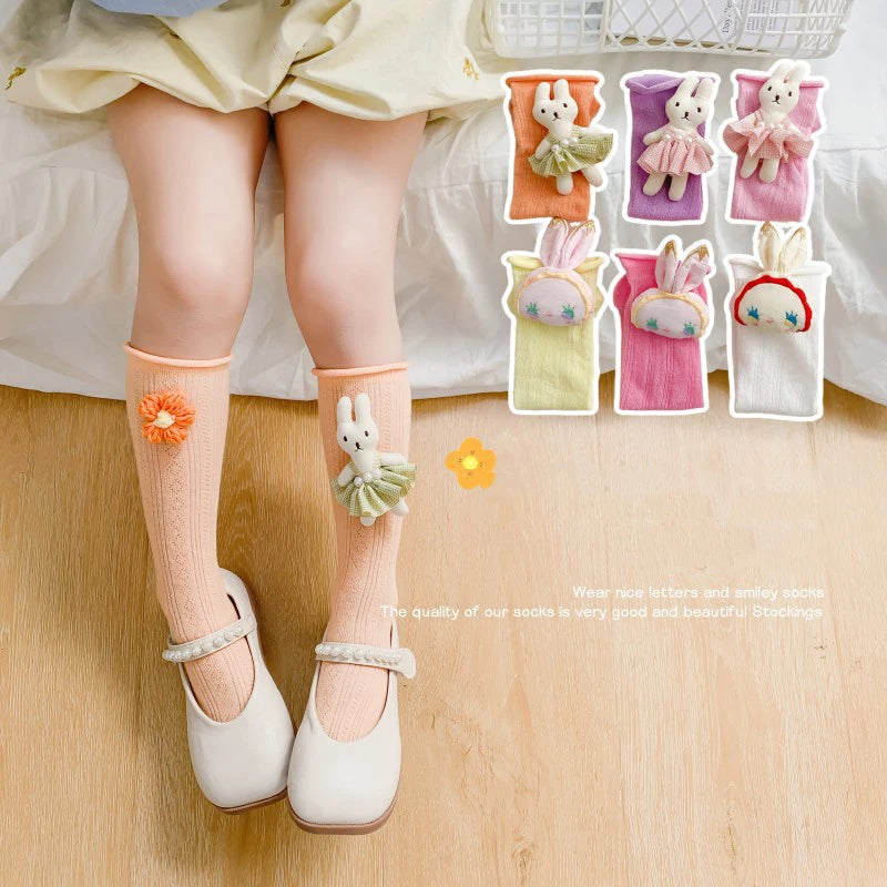 Spring Summer 3D Bunny Doll Mesh Tube Kids Socks Cartoon Rabbit Easter Baby Girl Socks